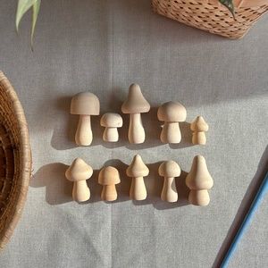 Wooden Small Mushroom Figures | Montessori Toy | Wood Craft